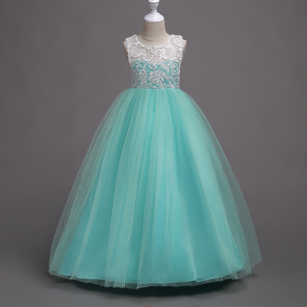 Christmas Kids Party Wear Dresses for Girls Green Princess Costume Prom Evening Dresses Long Luxury Birthday Party Gown Yellow