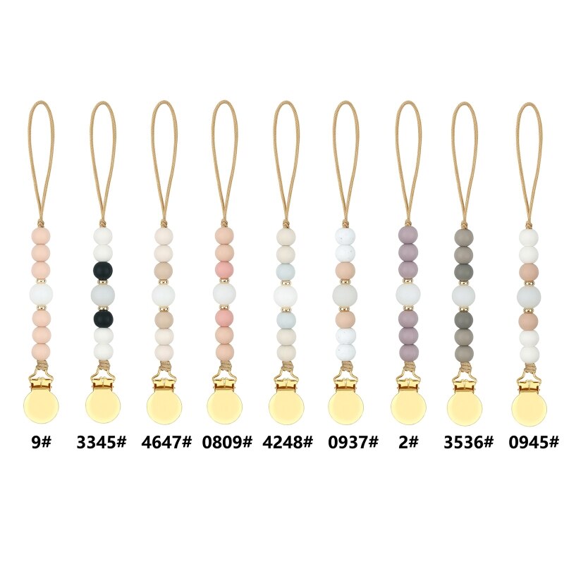 1Pc Pacifier Clips Chain Silicone Beads BPA Free DIY Dummy Clip Holder Soother Chains Baby Teething Toys Chew Shower Gifts