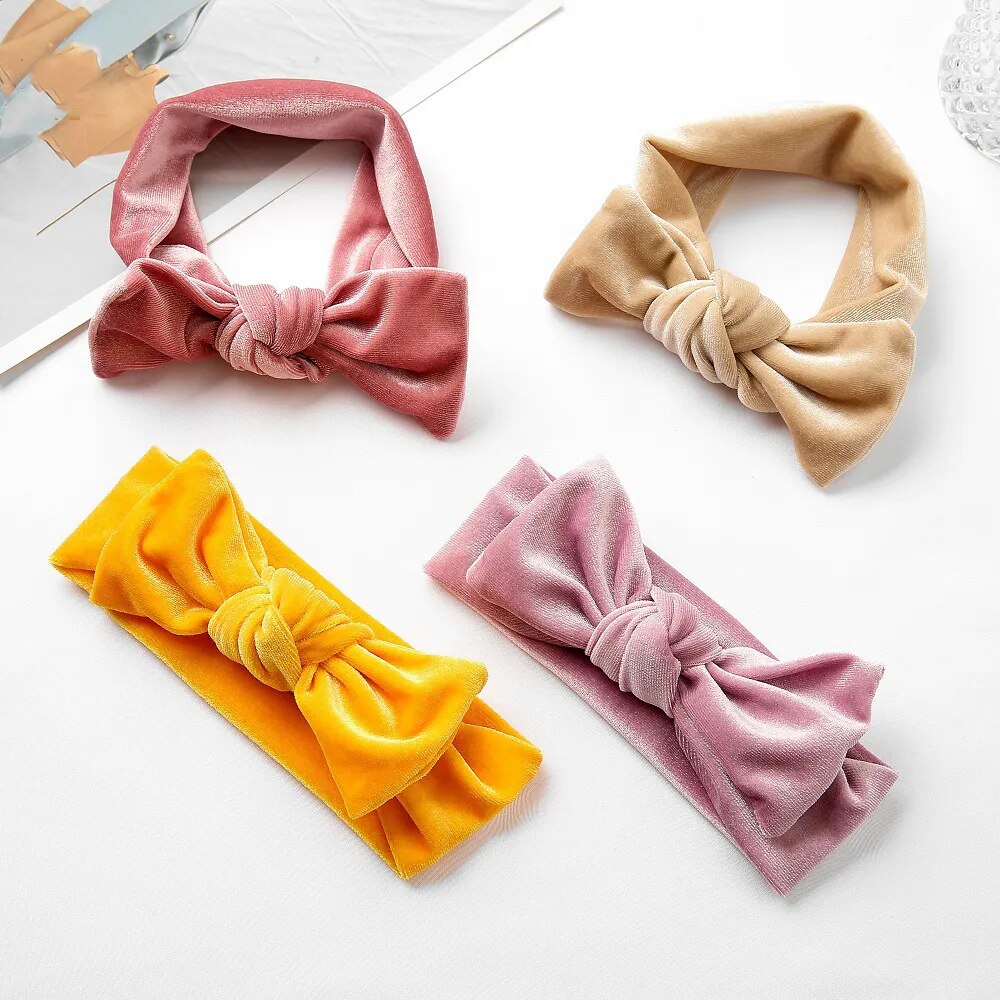 Baby Hair Bows Headbands Newborn Velvet Elastic Hairbands Girls Turban Soft Kids Headwear Party Children Hair Accessories Gift