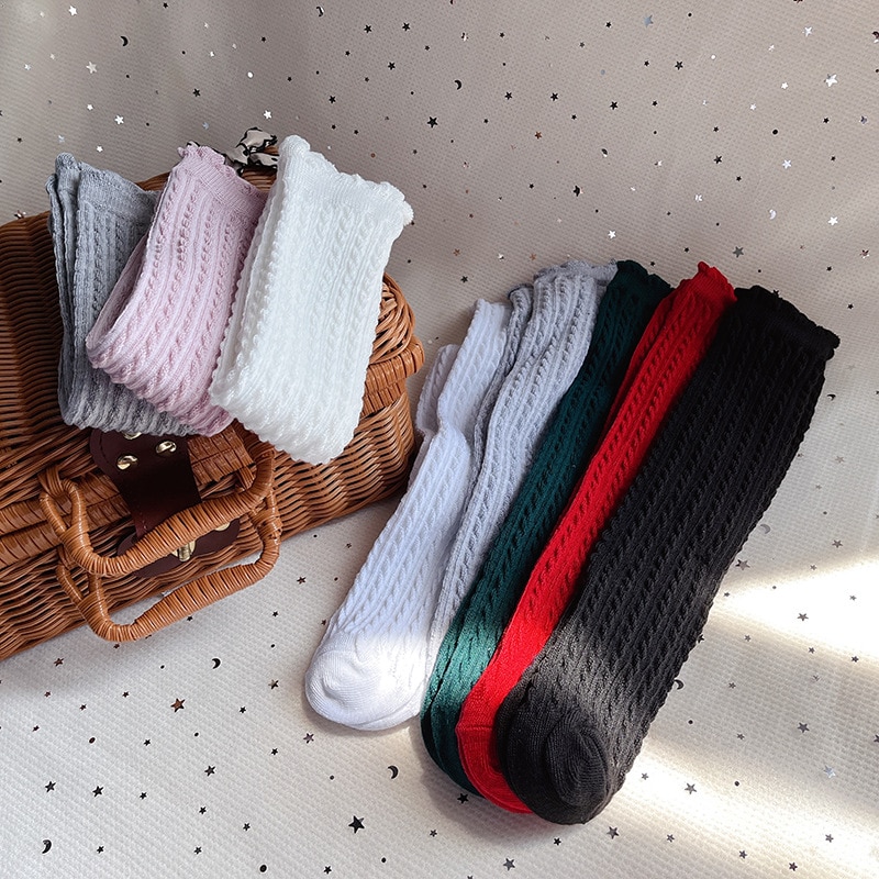 Spring Fall Infant Kids Knee High Long Socks Cotton Ribbed Toddler Tights for Princess Girls Stocking Children Leg Warmers Meias
