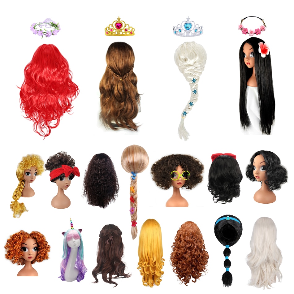 Princess Cosplay Costume Crown Wig Magic Wand Necklace Earrings Set Hot Pink Crown Magic Wand Necklace And Earring Set