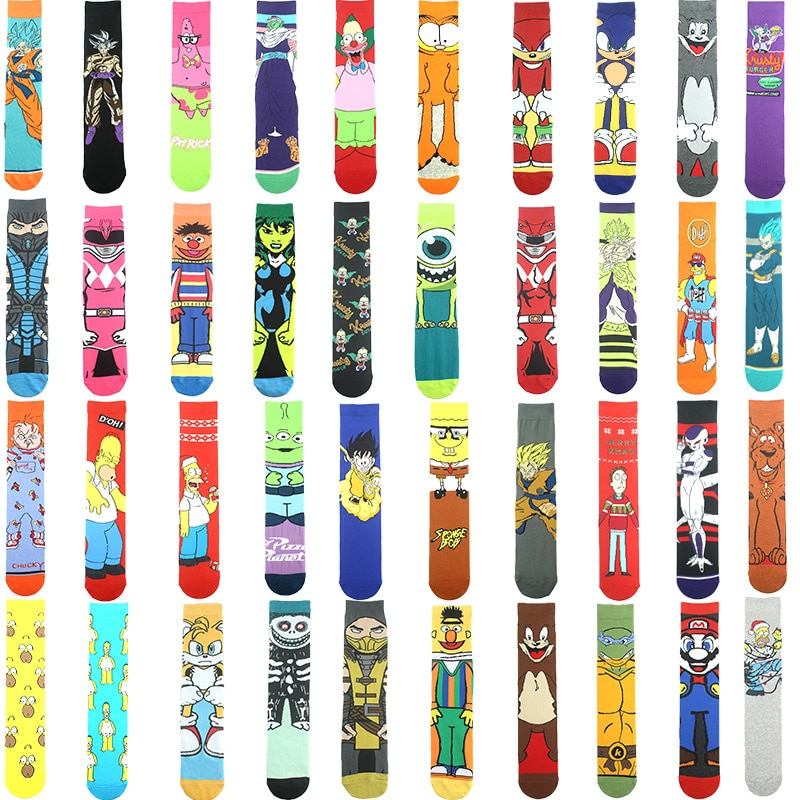 New Men Women Cotton Funny Socks Colorful Cartoon Character Happy Pattern Creative Calcetines Hombre Divertido Skarpetki Sokken