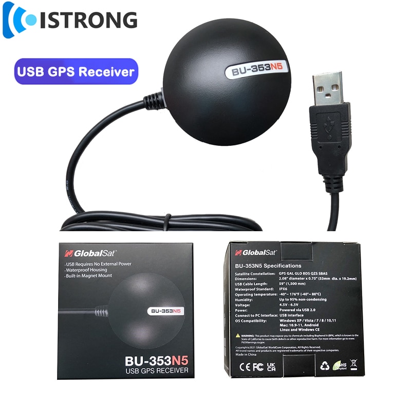 GlobalSat BU-353N5 USB GPS Receiver Replace BU-353S4 Satellites Navigation Position Enhancer MediaTek GPS GLONASS BDS QZS SBAS