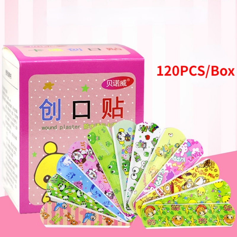 120pcs/lot Cartoon Animal Pattern Band Aid Hemostasis Adhesive Bandages First Aid Emergency Kit Wound Plaster Patches for Kids