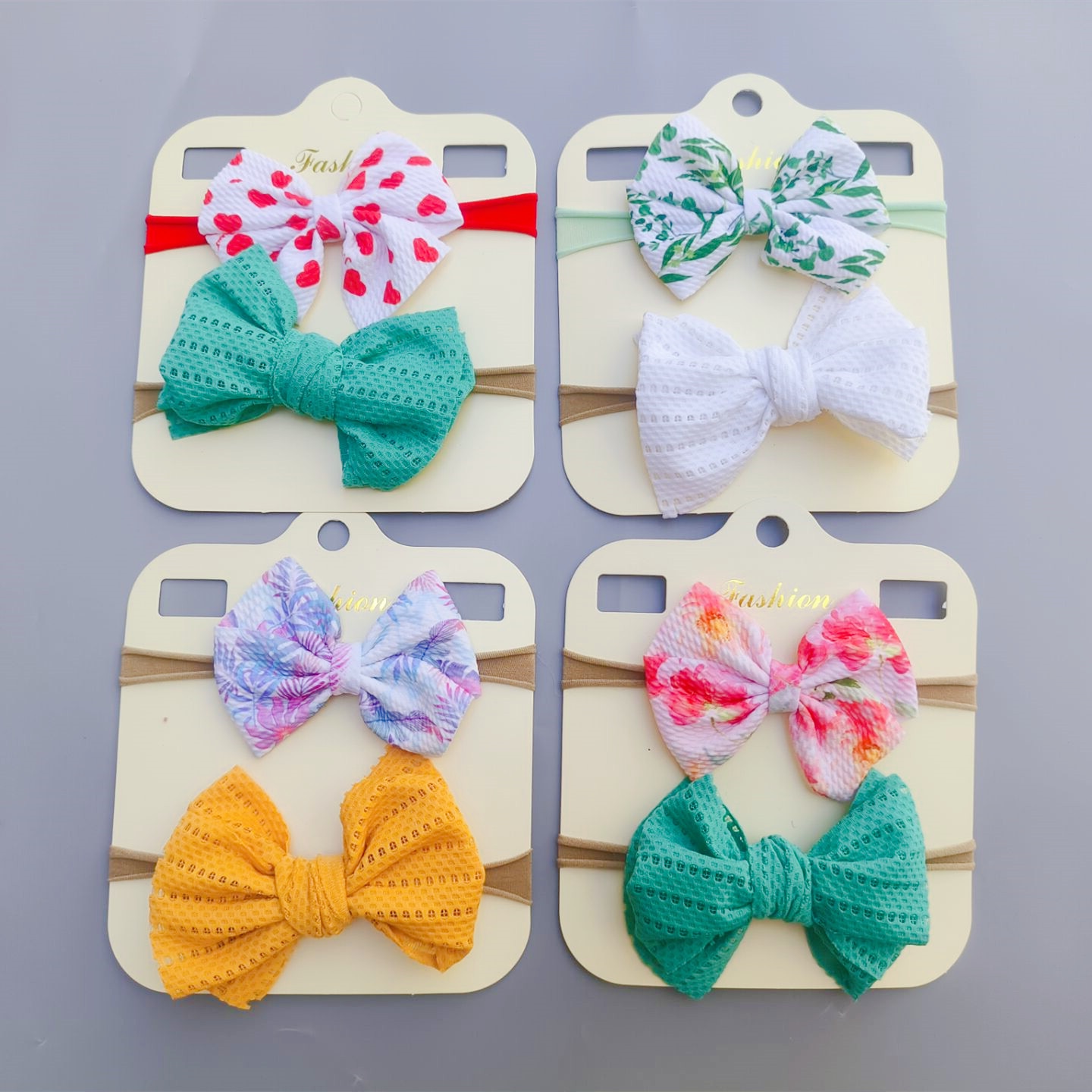 2Pcs/set Baby Headband Floral Solid Color Dot Print Hair Bows Knotted Newborn Child Headband Hair Accessories Girls Turban Bands