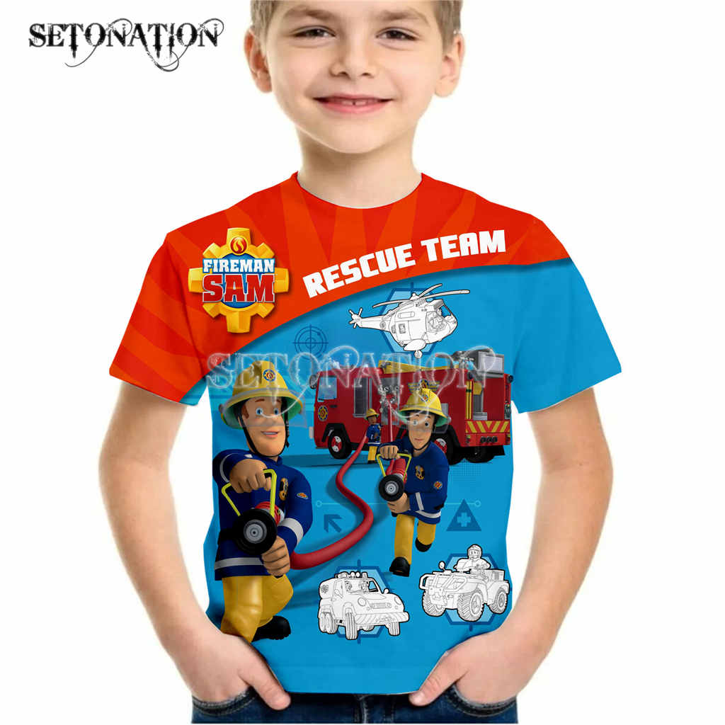 Kawaii Fireman Sam 2022 boys kid's High Quality 3D Print Us T-shirt O-neck Shirt Sleeve kids Clothes Casual birthdayTops