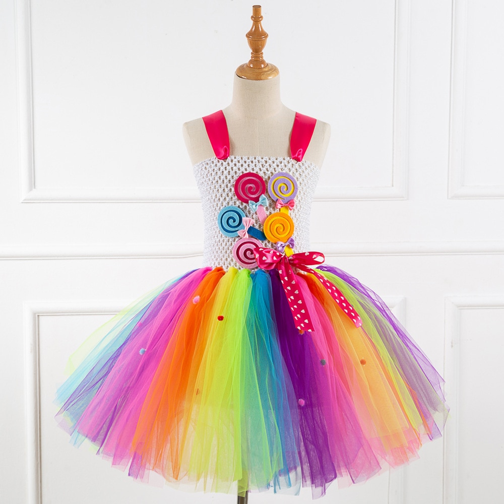 2022 Children Kids Halloween Cosplay Costume Carnival Party Christmas Performance Stage Mesh Tutu Girls Fancy Dress Vestidos