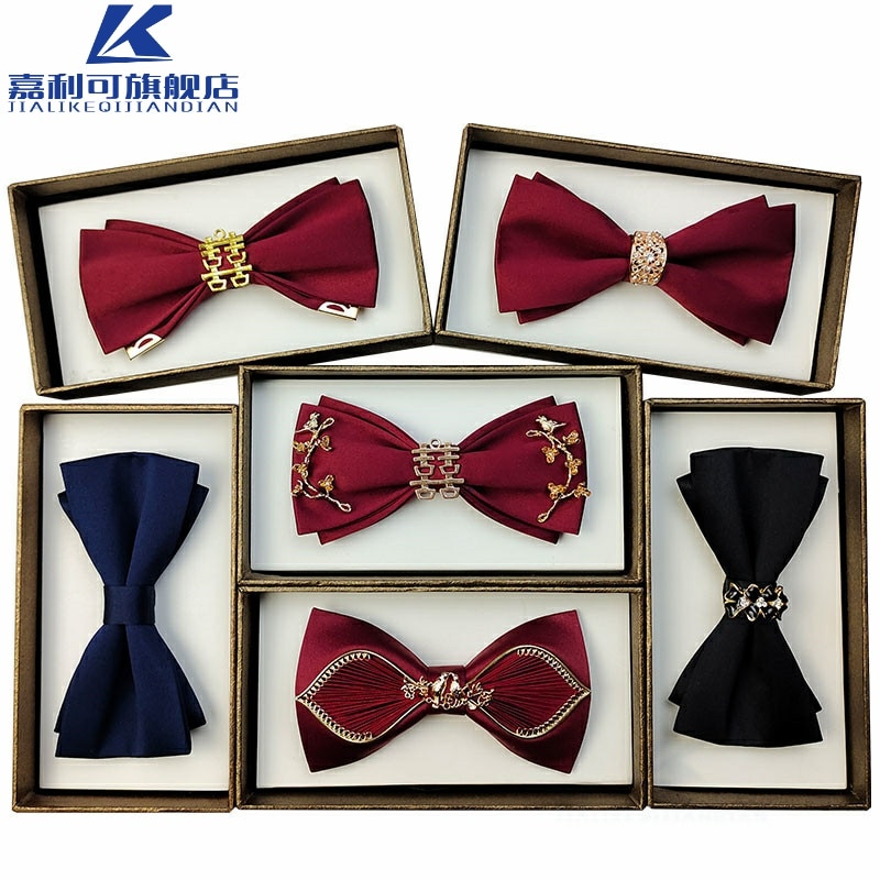 Bow tie male wedding bridegroom's best man presides over the master of ceremonies bow tie Solid Red Tie Necktie