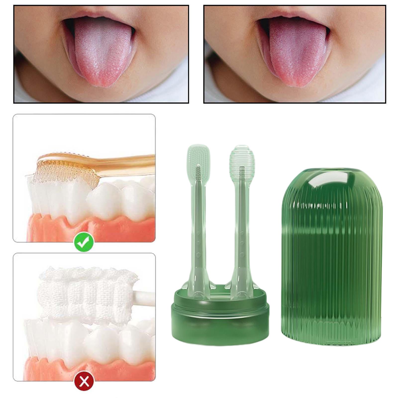 Baby Toothbrush Set Cleaner with Dust Cover Cleaning Soft Silicone Bristle for Infant Toddler