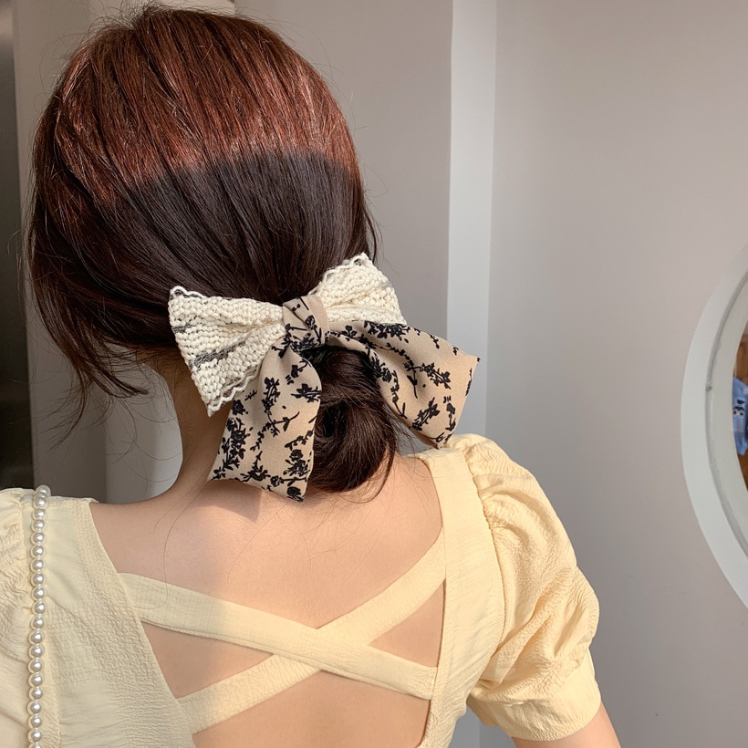 Bow hairpin girl back head clip headgear Korean version of the net red hairpin top clip hair accessories