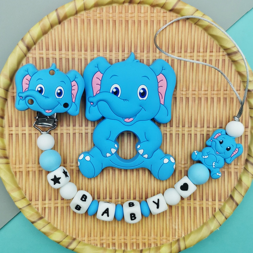 Customized English Russian Silicone Letter Name Baby Silicone Pendant Pacifier Clip Chains Teether Baby Pacifier Kawaii Toy Gift
