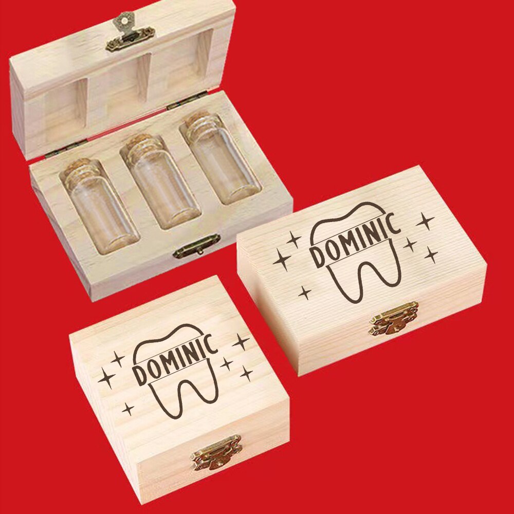 Personalized Name Tooth Fairy Box Baby Gift Trinket Box Custom Name Memory Box for Baby Wooden Baby First Birthday Gift