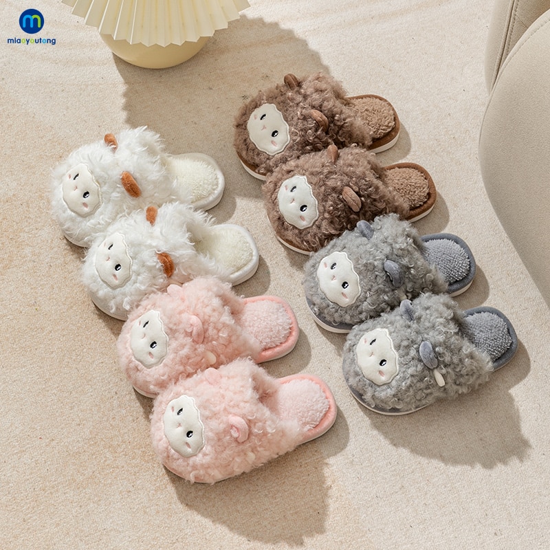 Family Matching Cotton Warm Slippers Daddy Mom Kids Non Slip Baby Slippers Boys Girls Mother Kids Shoes Family Look Miaoyoutong