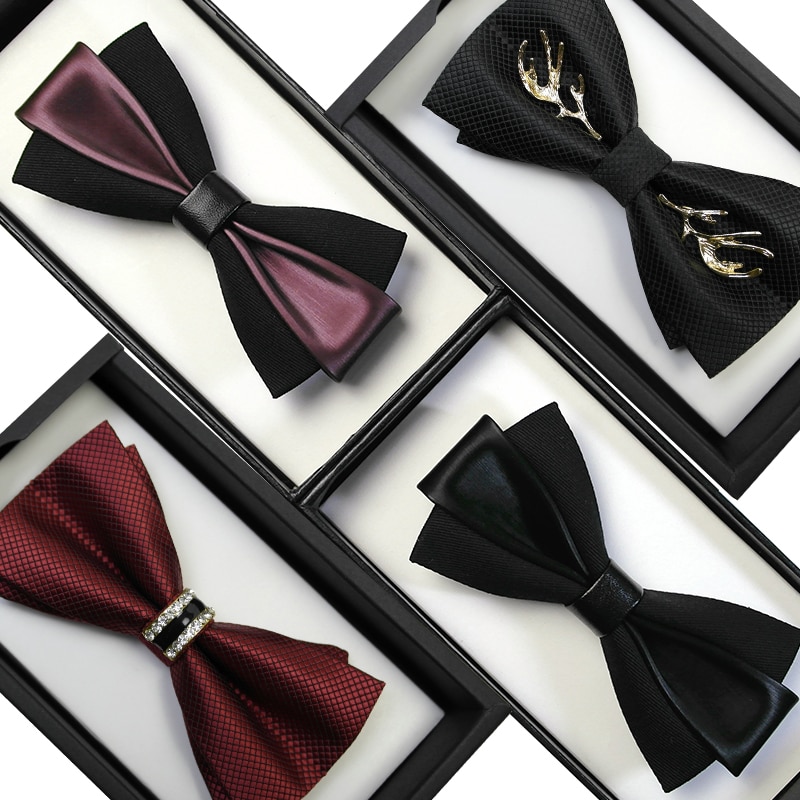 High quality bow tie men's wedding high-end Butterfly Wedding gift groom's best man black tie men's annual meetin
