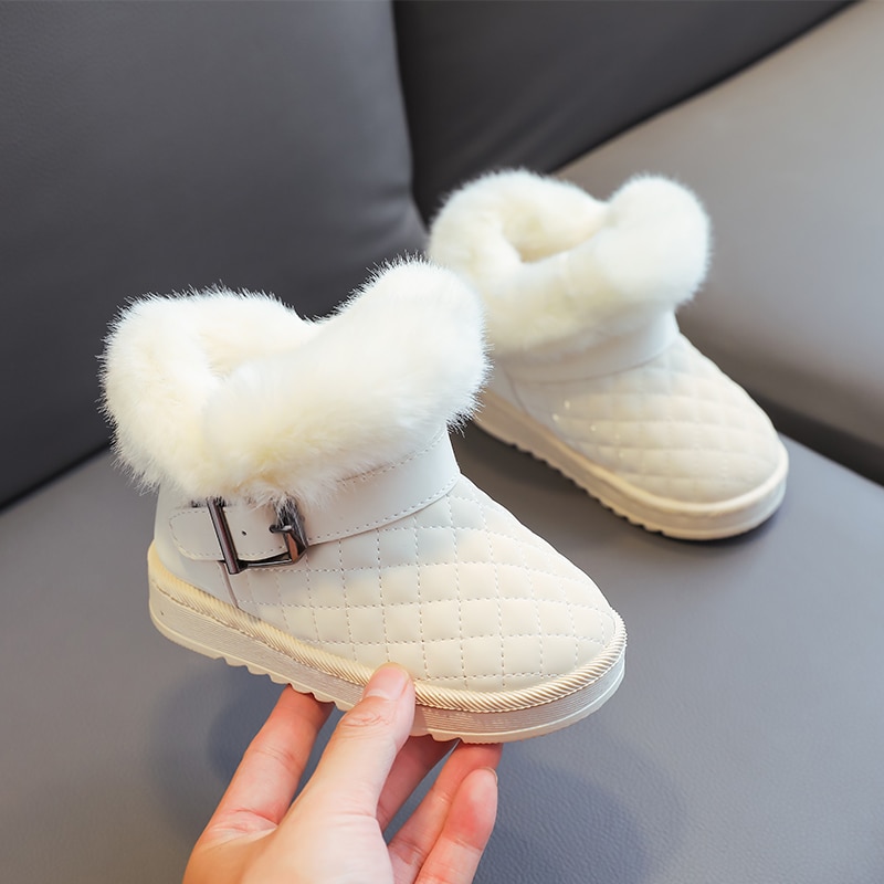 Girls Snow Boots 2022 Winter Children Outdoor Boots Warm Plush Princess Cotton Shoes Windproof Waterproof Thicken Kids Boots