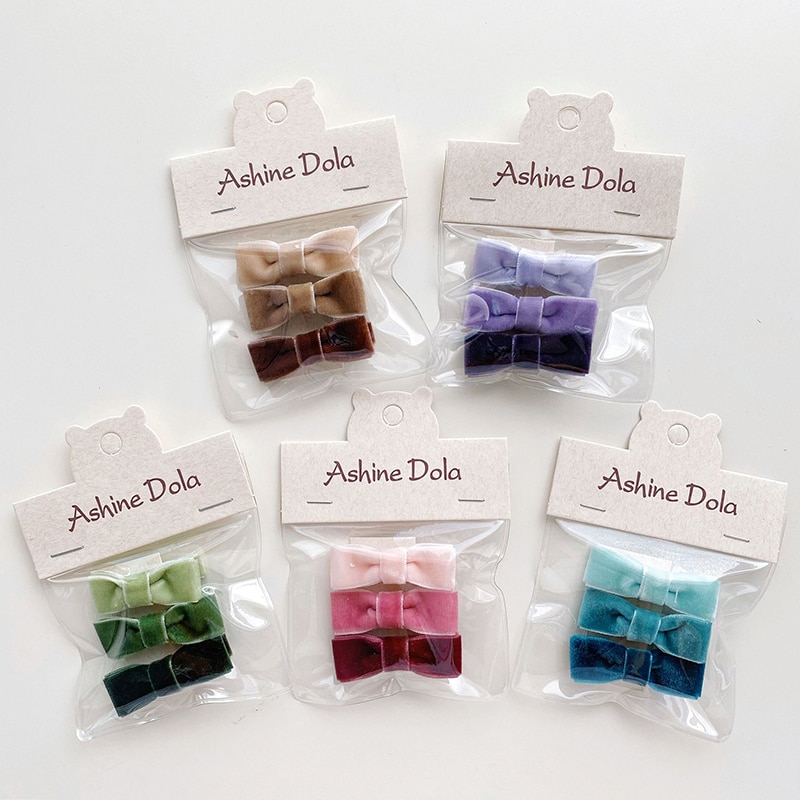 3Pcs/Set Baby Clip Child Hair Bows Pin For Girl Velvet Hairclip 2In Hooks Princess Hairpins Kids Accessories Women Hairgrips
