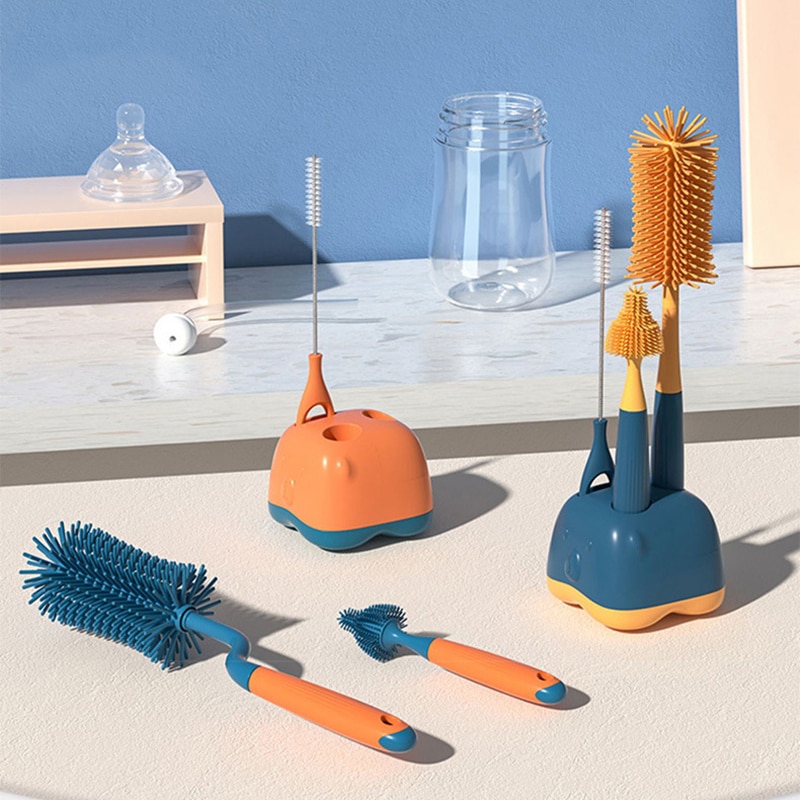 Baby Bottle Silicone Brush,Newborn Bottle Pacifier Straw Cleaning Brush Kit,360° Rotating Cup Cleaning Tool