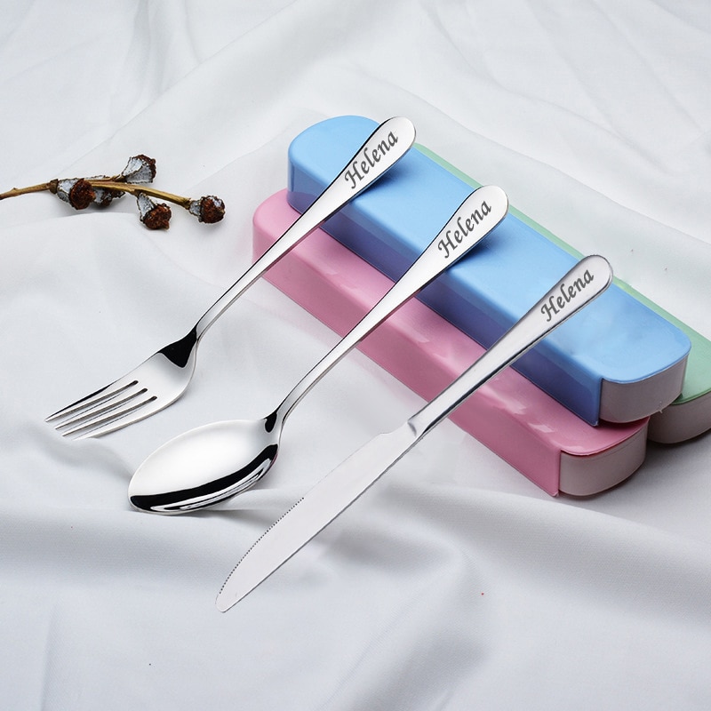3-piece Set Customized Personality Any Name Cutlery Spoon Fork Knife