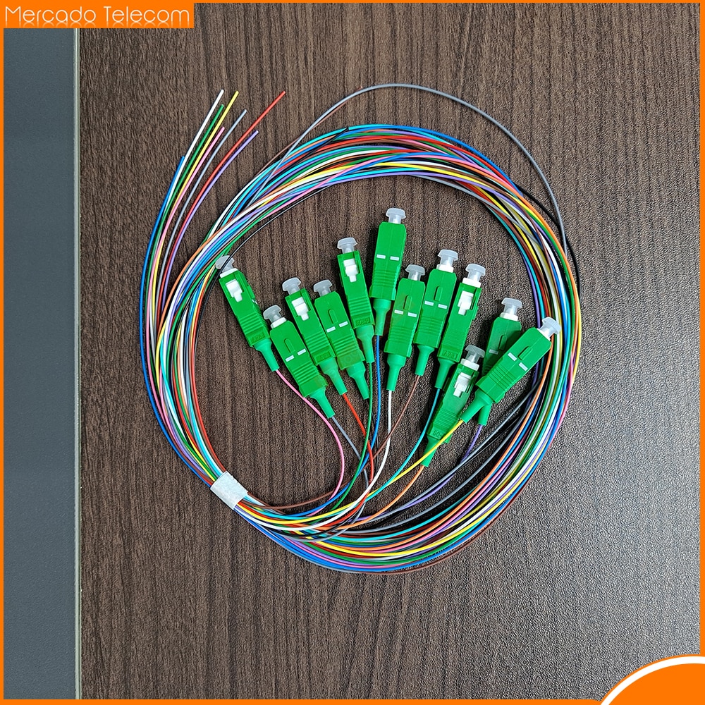 5pcs Fiber Optic Pigtail 12 Cores Color Bundle SC APC Simplex 9/125 SingleMode 0.9mm optical fiber cable 1.5M UPC Patch Cord