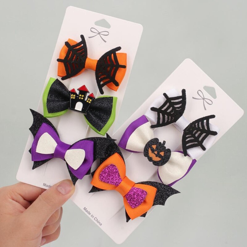 2/3 Pcs/Set Halloween Girl Hair Clips Ghost Witch Hat Pumpkin Hairpin Hair Accessories for Kid Hairclip