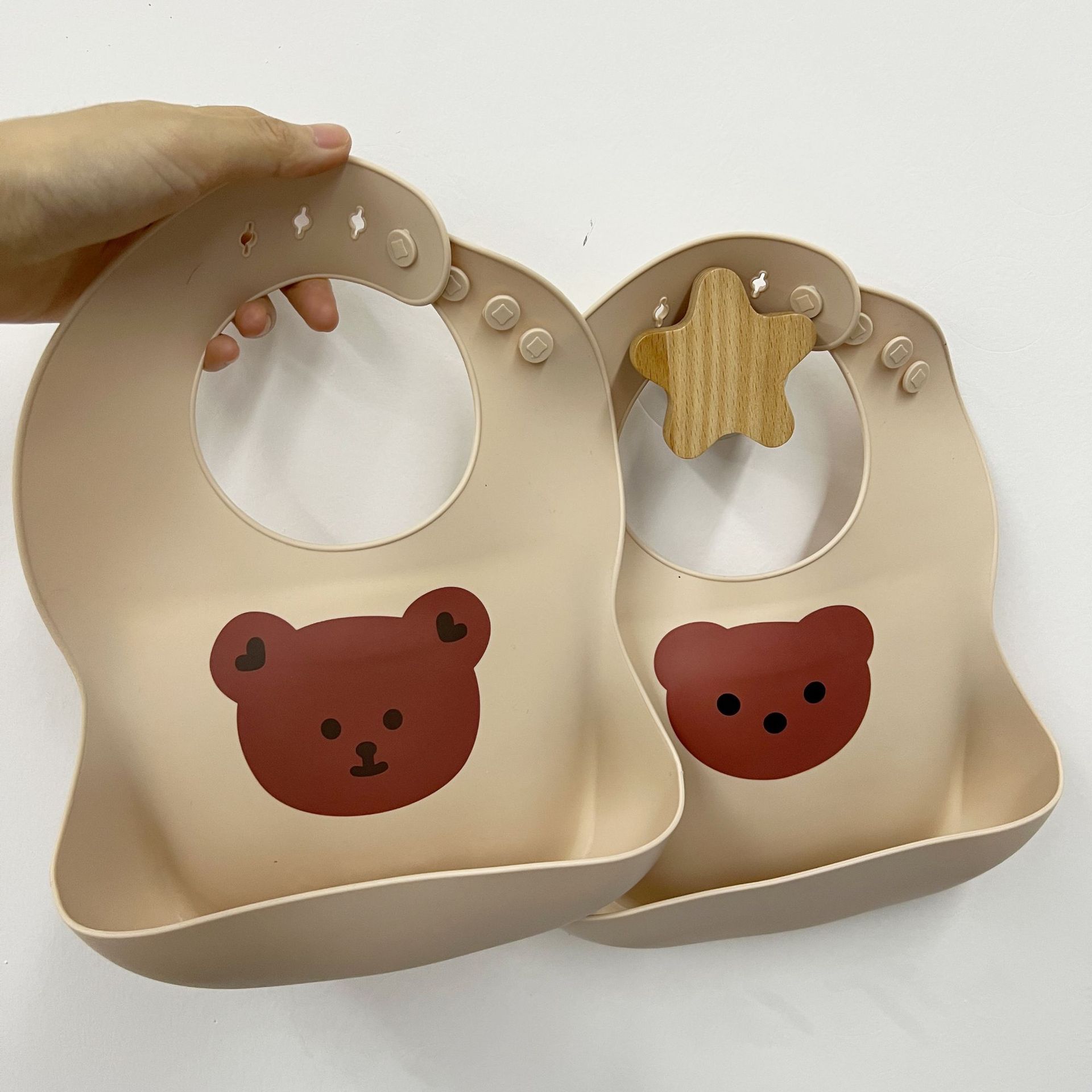 Ins Cartoon Bear Baby Bibs Waterproof Food Grade Soft Silicone Bib Boys Girls Toddler Feeding Apron Eating Drooling Bib For Baby