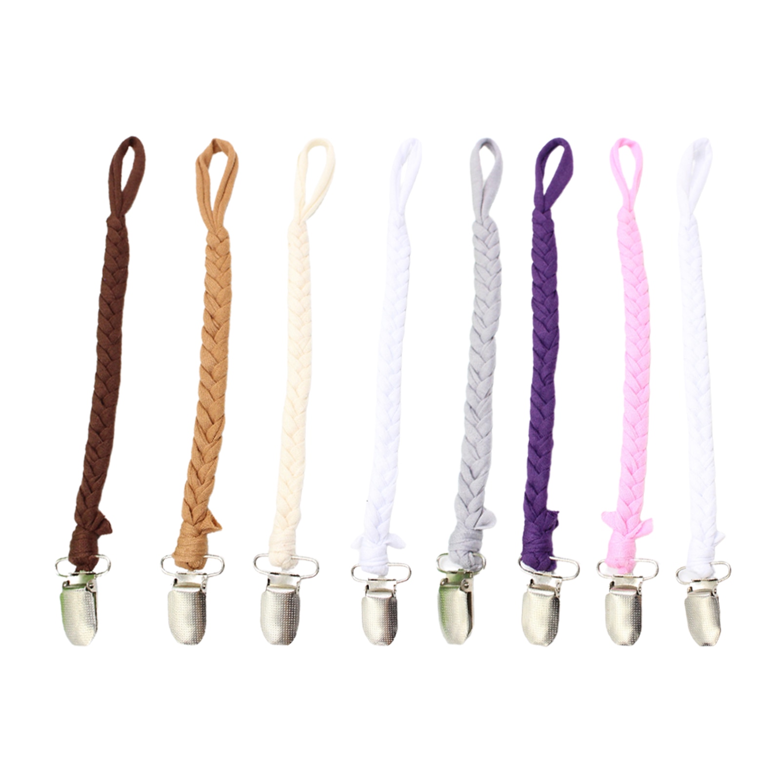 8pcs For Baby Eco Friendly Safe Durable Easy Handle Pacifier Clip Bite Resistant Teething Ring Holders Braided Leash Chew Toy