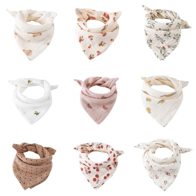 Burp Cloth Baby Gauze Bib with Floral Printing Comfortable Muslin Face Kerchief Skin Friendly Nursing Bibs 38 x 38 cm