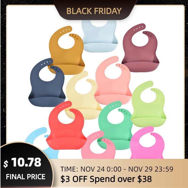 Soft Silicone Baby Bib Waterproof Saliva Dripping Bibs Newborn Feeding Cloth Toddle Infant Aprons Girl Boy Adjustable Burp Scarf