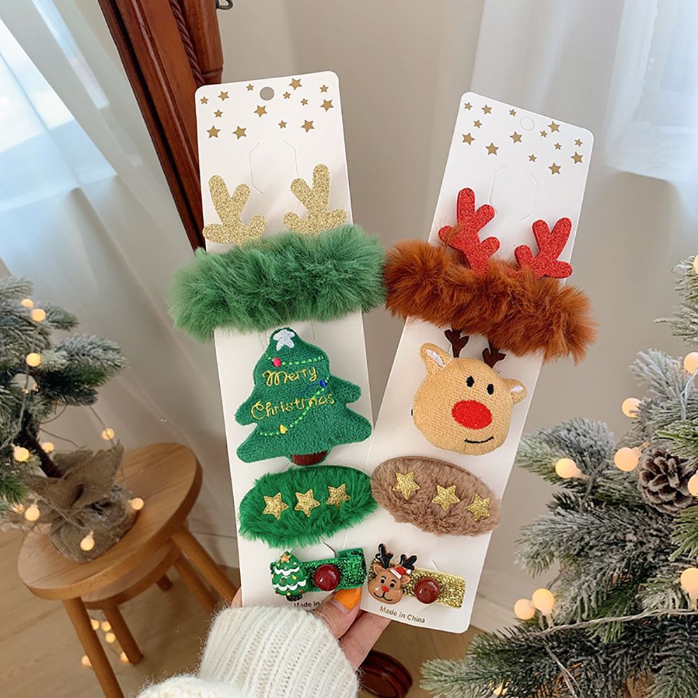 4PCS Fashion Xmas Tree Santa Claus Hair Accessories Headwear Hair Clips Christmas Hairpin Xmas Headbands