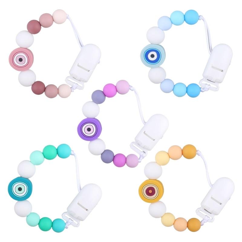 Cute Eyes Silicone Pacifier Clip for Babies Girls Boys Infant Teething Soothie Toy Cute Cartoon Pacifier Chain Holder