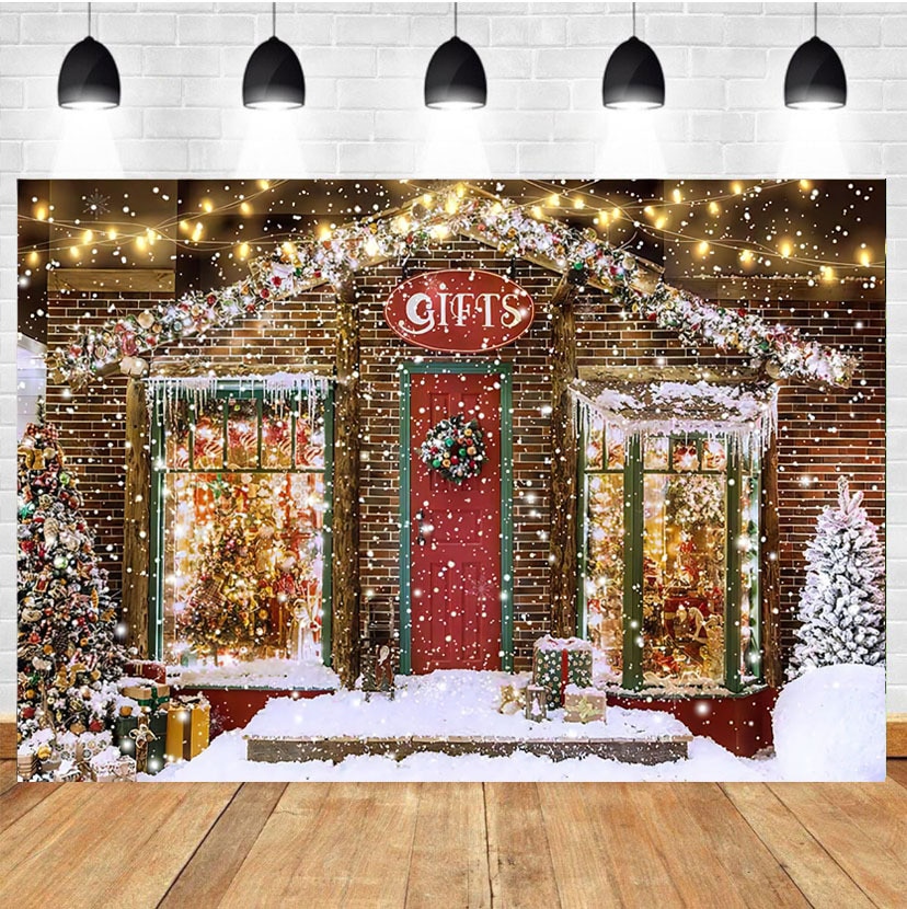 Christmas tree lighting background cloth baby photography warm colored lights Christmas House children photography props