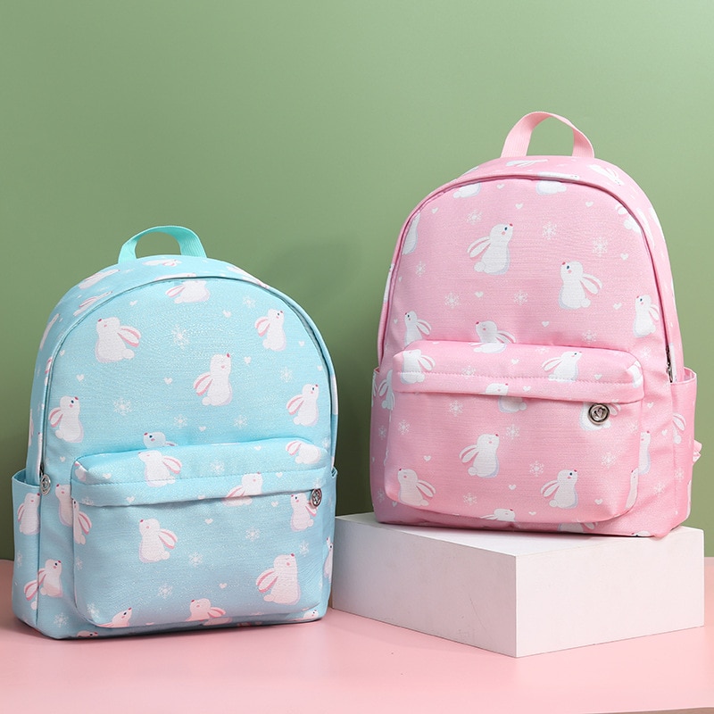 New Kids Backpack School Bag Cartoon Animal Printed Bear Bunny High Capacity Schoolbags Travelling Bag Lightweight