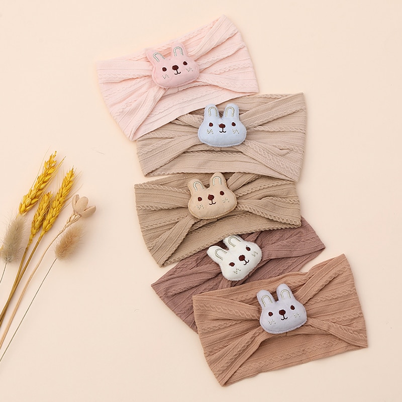 Rabbit Headband Baby Nylon Turban Cable Knit Hairbands Girl Headwrap Elastic Hair Accessories Toddler Kids Cartoon Head Bands