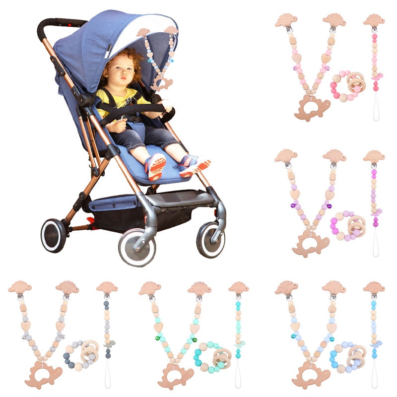 Children Pacifier Clips Pacifier Teether Teething Toy Cartoon Wooden Bracket Baby Pacifier Clip Chain Dummy Holder Nipples