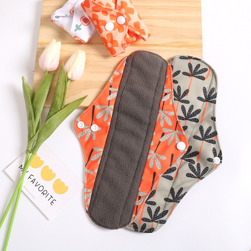 2022 Hot Selling Washable Feminine Menstrual Pad Reusable Bamboo Charcoal Sanitary Napkin 5-Pcs/Set
