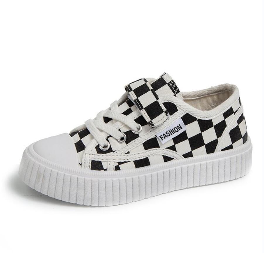 Boys & Girls Children Canvas Shoes Breathable Fashion Checkered Kids Sneakers Size 26-37