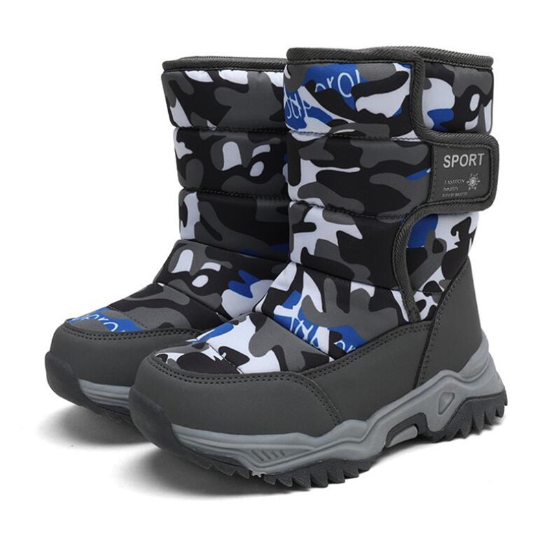 Children Snow Boot Non Slip Outdoor Sport Shoes High Top Boy Girl Waterproof Thick Plush Warm Sneaker Camouflage Casual Footwear