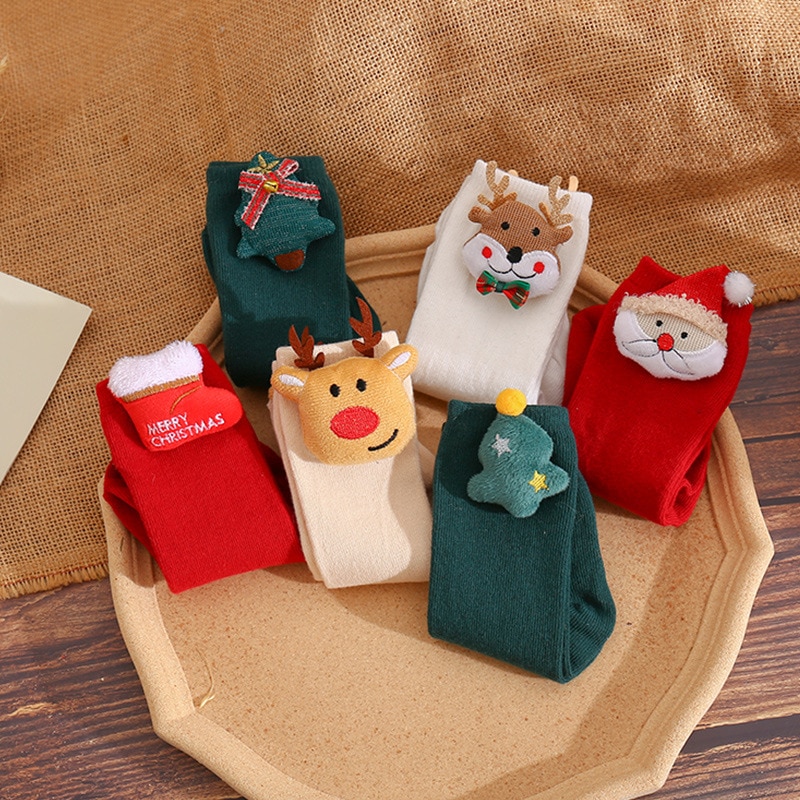 Christmas Baby Socks Toddler Boys Girls Winter Autumn Warm Red Soft Cotton Long Socks Cute Santa Claus Snowman Elk Decor Socks