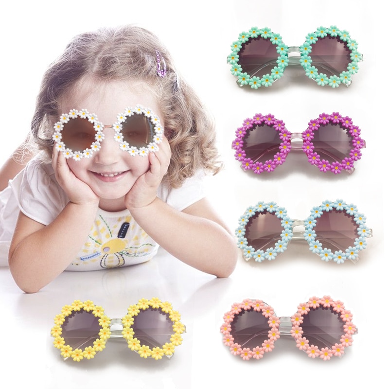 New Kids Sunglasses Children Round Flower Sunglasses Girls Boys Baby Sport Shades Glasses Outdoor Sun Protection Eyewear