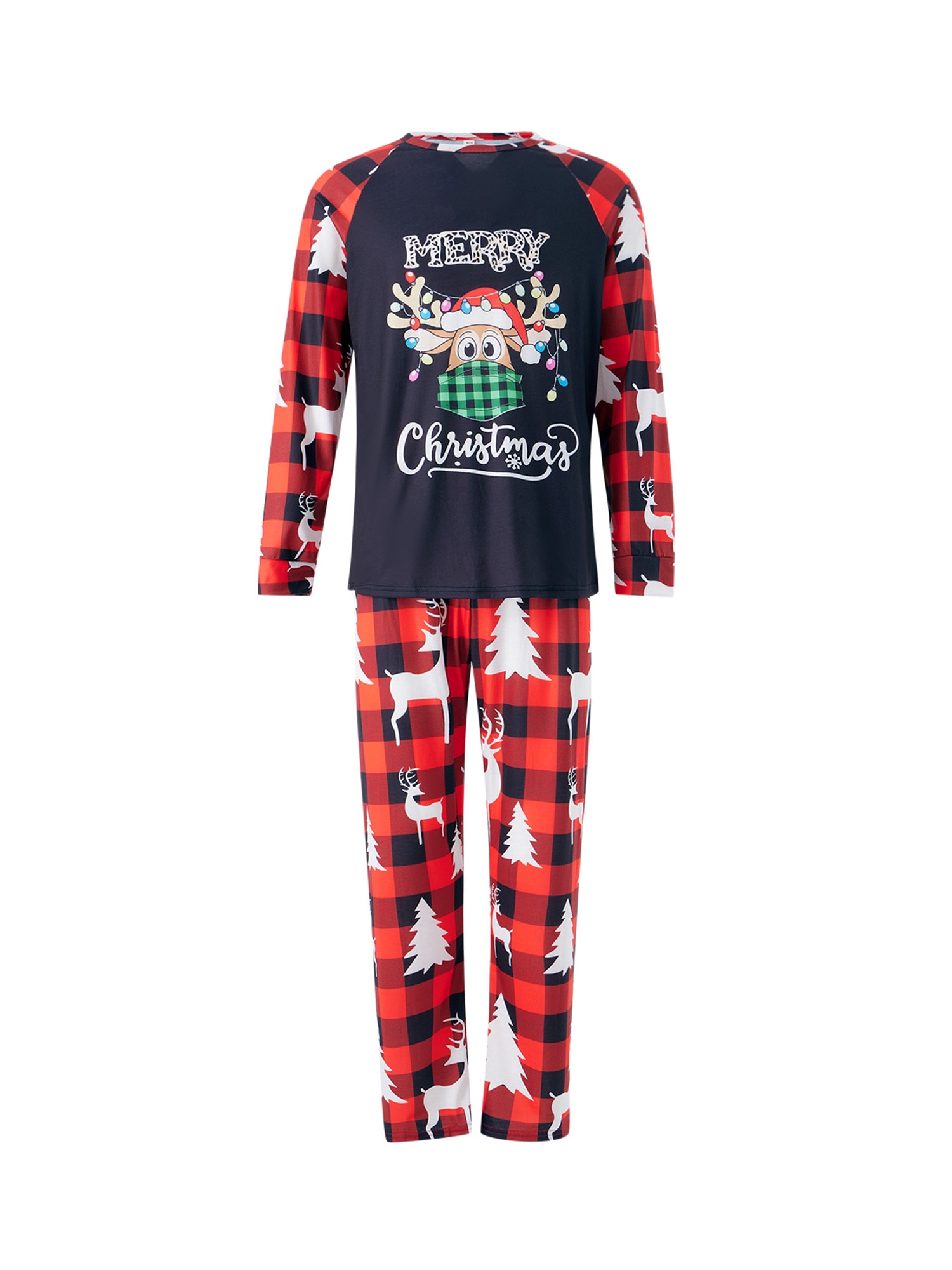 Family Christmas Pyjamas Set Matching Christmas Pajamas PJs Set Xmas Sleepwear Nightwear for Family Womens Mens Kids