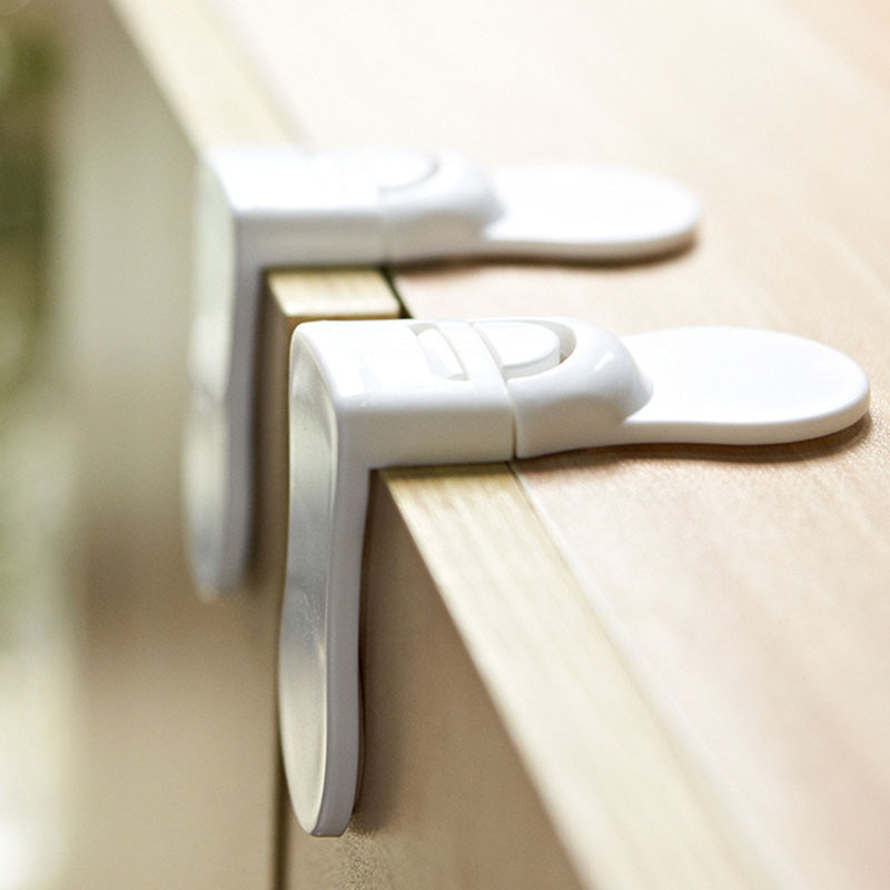 Baby Safety Drawer Lock Anti-Pinching Hand Cabinet Drawer Locks Plastic White Safety Buckle for Children Kids Protection