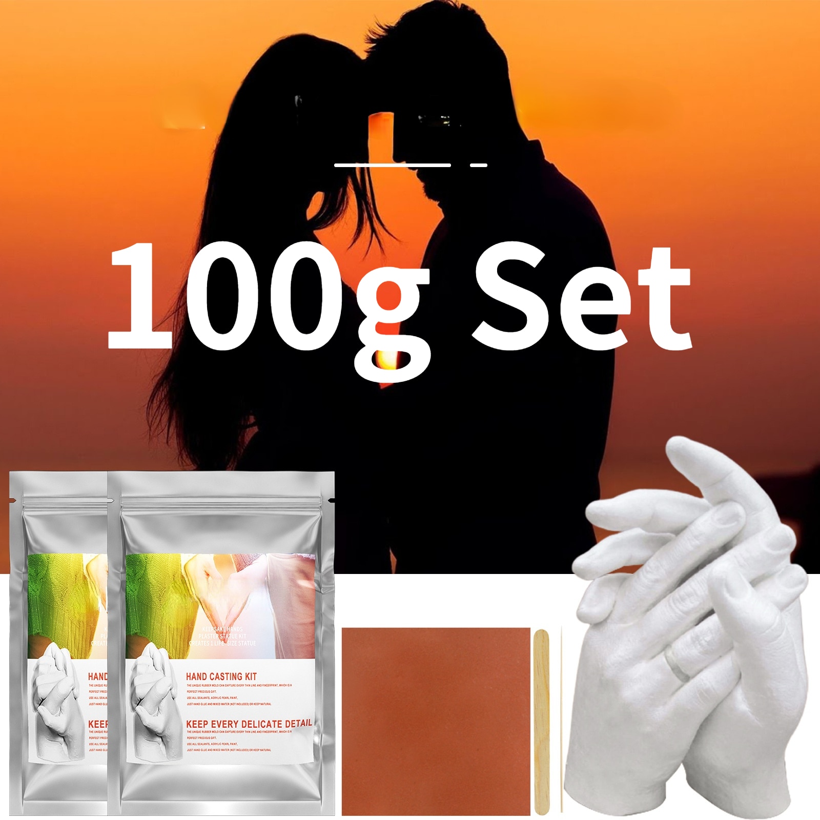 3D Hands Mold Casting 100g Kit Clone Powder Model Powder Valentine's Day Couple Hand Model Baby 3D DIY Hand Foot Print Mode