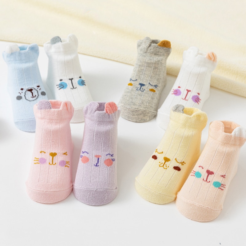 4Pair/lot New Baby Socks Cute Cartoon Boys Girls Newborn Baby Socks