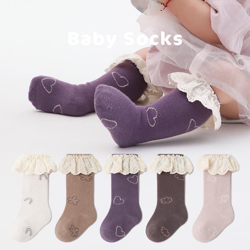 2022 New Cute Baby Ruffle Socks Solid Color Cotton Soft Stockings Baby Socks Girl Newborn Infant Toddler Socks 0-5 Years Old