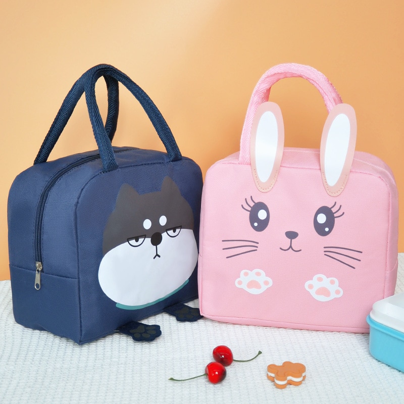 Lunch Bag for Children 2022 New Pink Bunny Thicken Food Organizer Insulated Cooler Bags Portable Lunch Bags for Picnic Travel