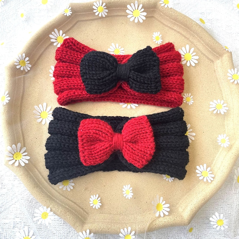 20 Colors Knit Bow Baby Headbands Newborn Baby Winter Warm Elastic Wide Turban Hairbands Wool Headbands Baby Hair Accessories
