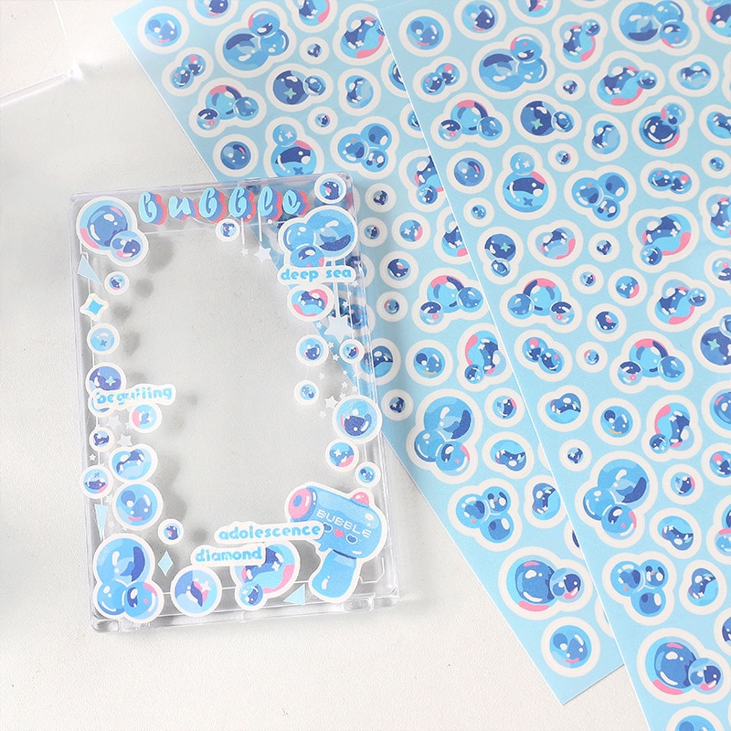 MOHAMM 1 Sheet Shiny Colorful Bubbles Photocard Stickers for Photo Card Frames DIY Art Collage Planner Material