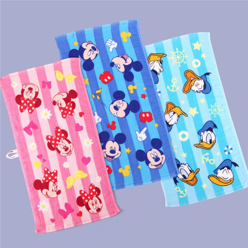 Disney Minnie Mickey Mouse Towel Cartoon Donald Duck Boy Girl Kids Baby Soft Water-Absorbing Quickdrying Face Towel 25x50cm
