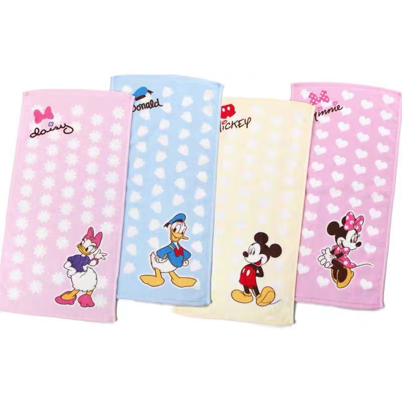 Disney Towel Cartoon Cotton Children Kids Boy Girl Adult Face Towel Minnie Mickey Mouse Donald Duck Water Absorbing 25x50cm