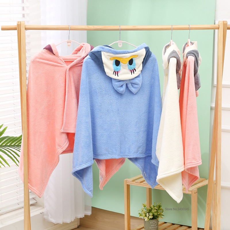 Disney Cartoon Mickey Minnie Donald Duck Daisy Hooded Cape Children's Absorbent Bath Towel Bathrobe Coral Fleece Soft Absor